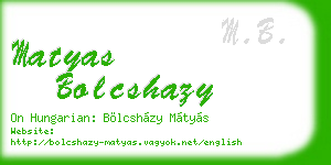 matyas bolcshazy business card